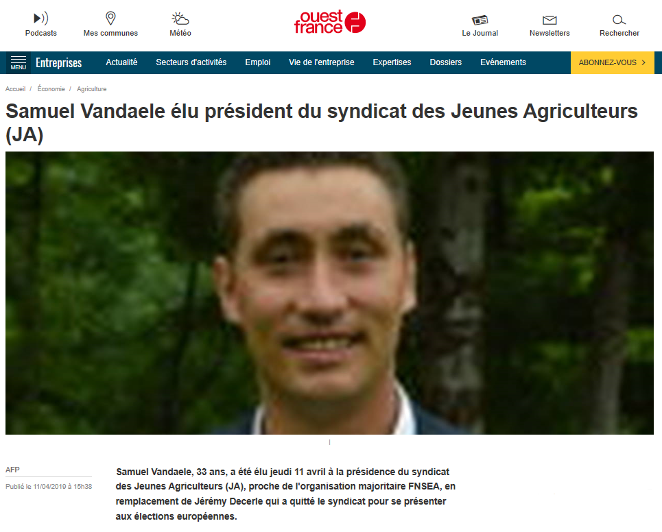 Election Samuel Vandaele / ouest-france