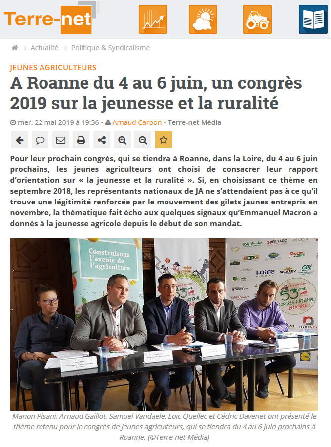 Congrès – conférence de presse Paris / Terre-net