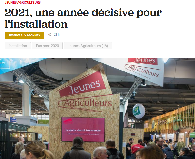 La France Agricole – 2021, une année décisive pour l’installation