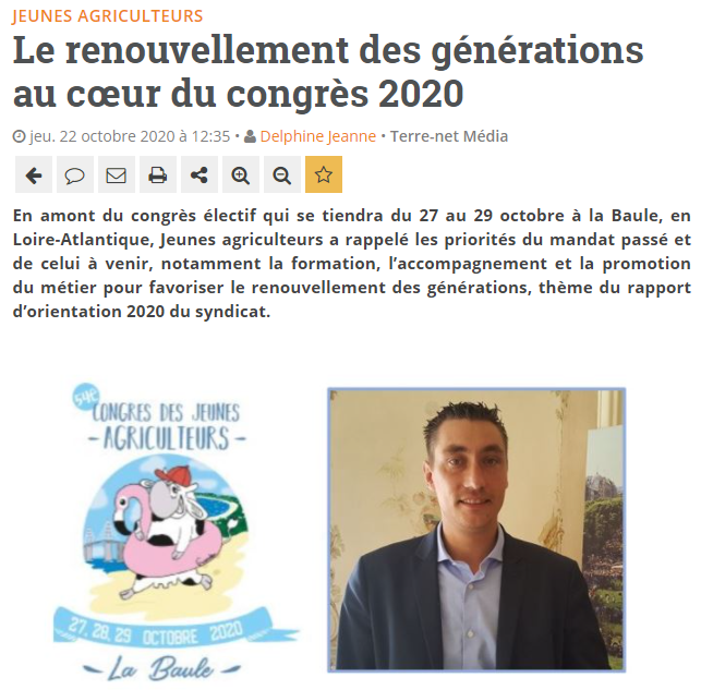 Terre-Net : Le renouvellement des générations au cœur du congrès 2020